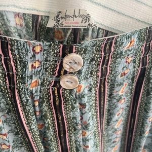 FREE PEOPLE Floral Striped Wide Leg Pants